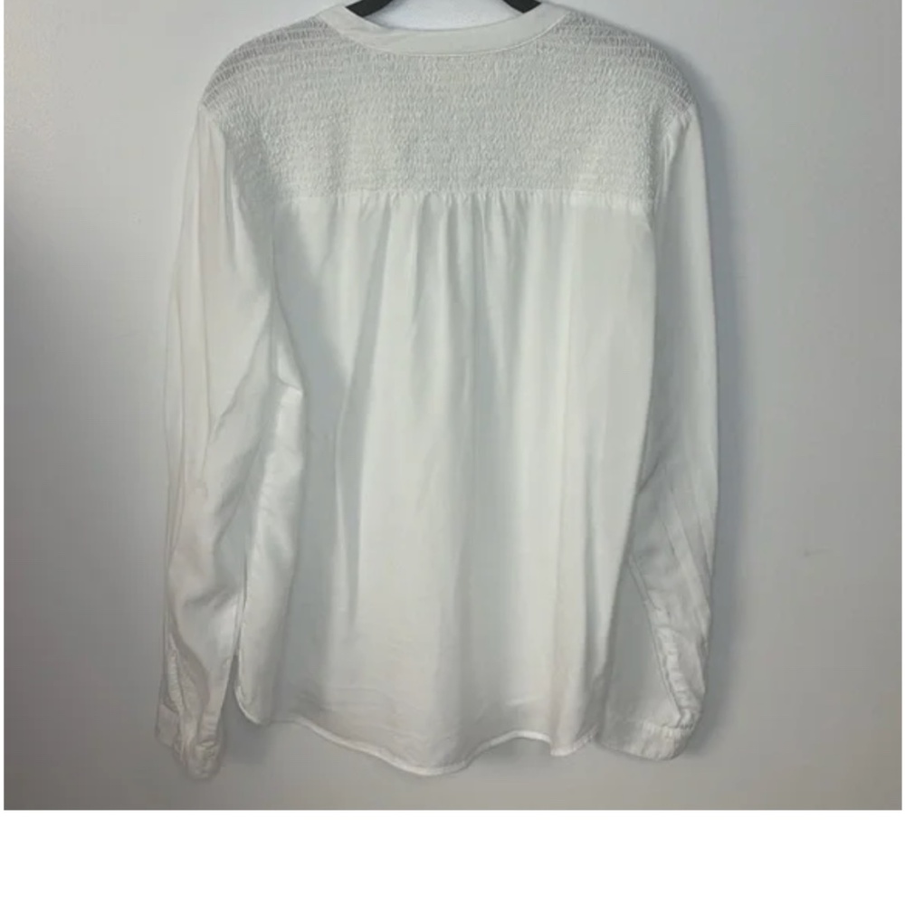 Anthropologie Cloth & Stone Smocked Button Down in White Size L - Picture 9 of 9